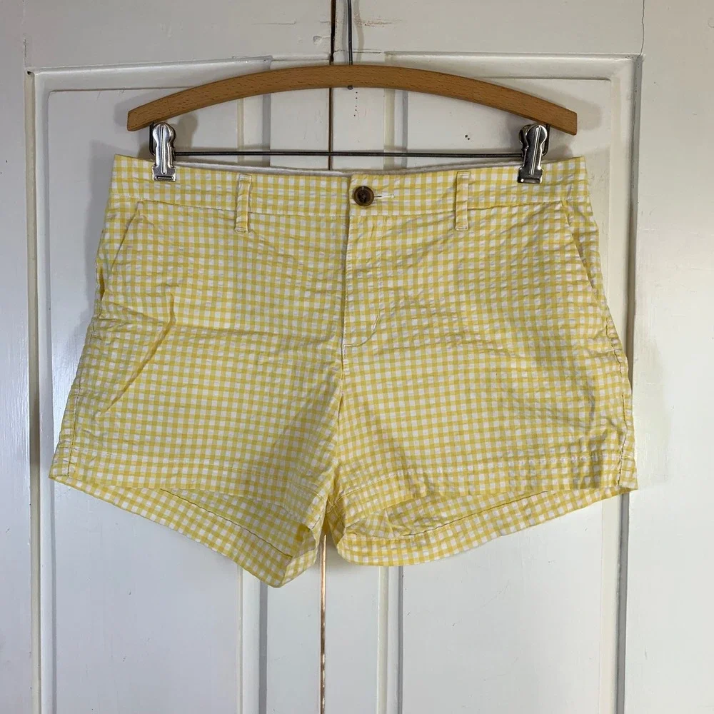 Old Navy Yellow Gingham Seersucker Everyday Shorts Size‎ 8 Women's Preppy Summer